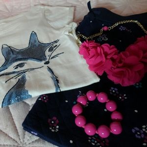 Gymboree navy blue quilted floral skirt